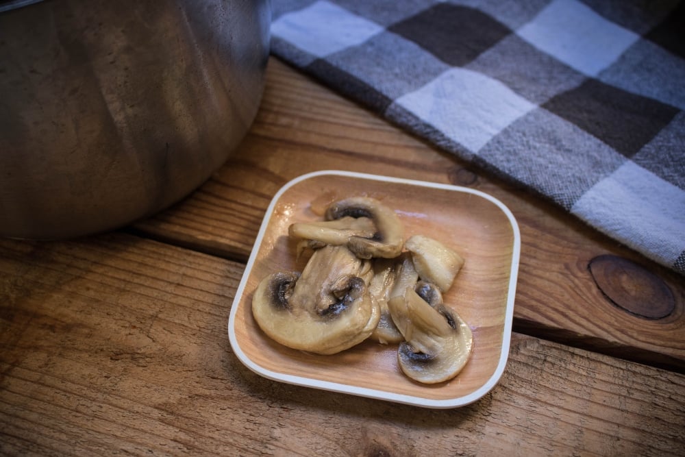 mushroom slices for garnish - keto recipe