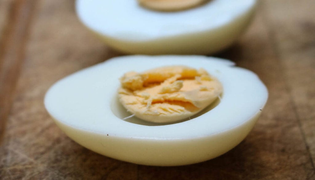 Second step is to cut the eggs lengthwise