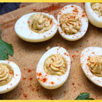 Featured image for blog post on keto deviled eggs