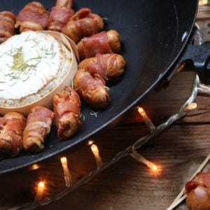 pigs in blanket with Camembert cheese fondue