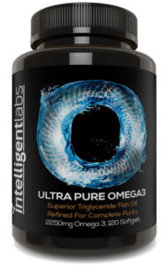 a bottle of Intelligent Labs Ultra Pure Omega 3